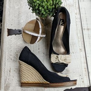 Espadrille peep toe wedges